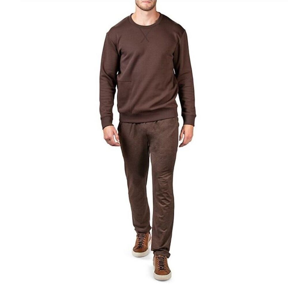 Natori Men's Espresso Brushed Fleece Bagani Classic-Fit Sweatshirt Size XXL